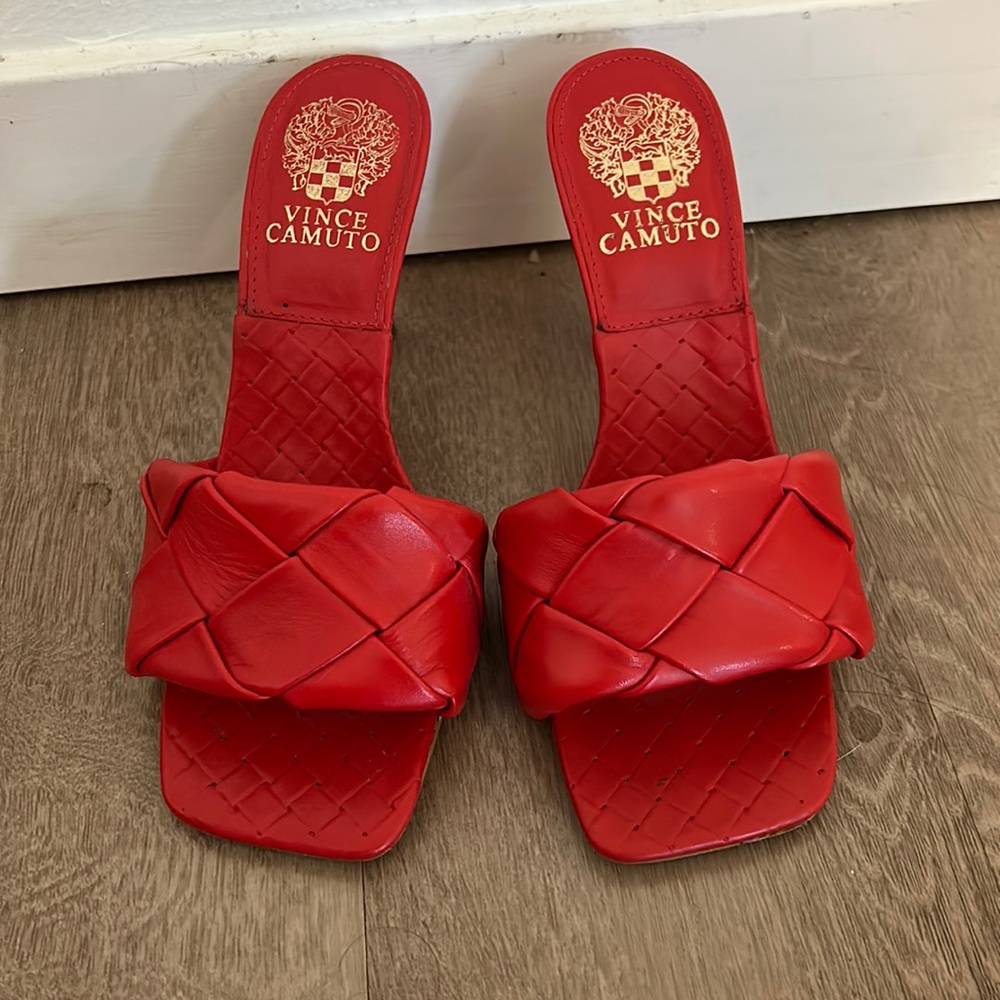 Red kitty heels